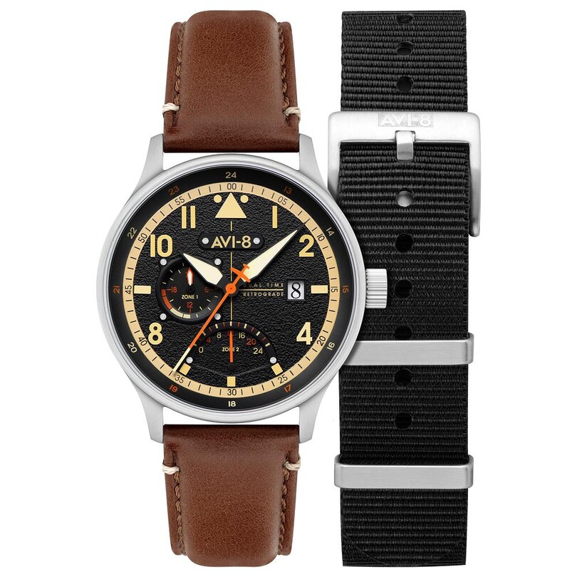 AVI-8 - HAWKER HURRICANE MCKELLAR DUAL TIME AV-4101-0B (Citizen Miyota GP03 Mekanizmalı) Erkek Kol Saati