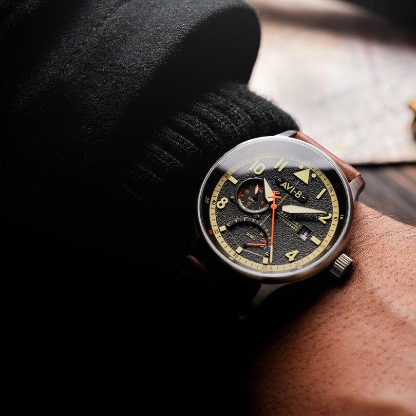 HAWKER HURRICANE MCKELLAR DUAL TIME AV-4101-0B (Citizen Miyota GP03 Mekanizmalı) Erkek Kol Saati - Thumbnail