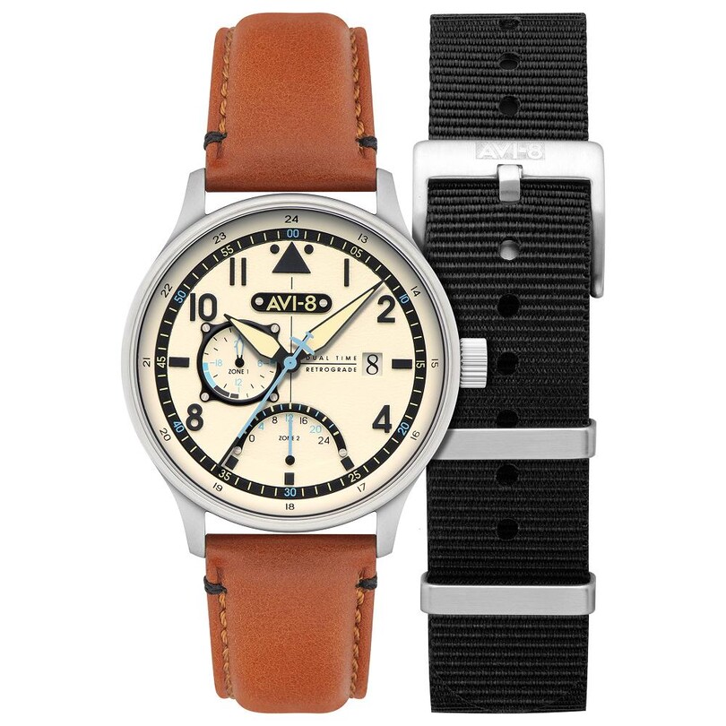 AVI-8 - HAWKER HURRICANE MCKELLAR DUAL TIME AV-4101-0C (Citizen Miyota GP03 Mekanizmalı) Erkek Kol Saati