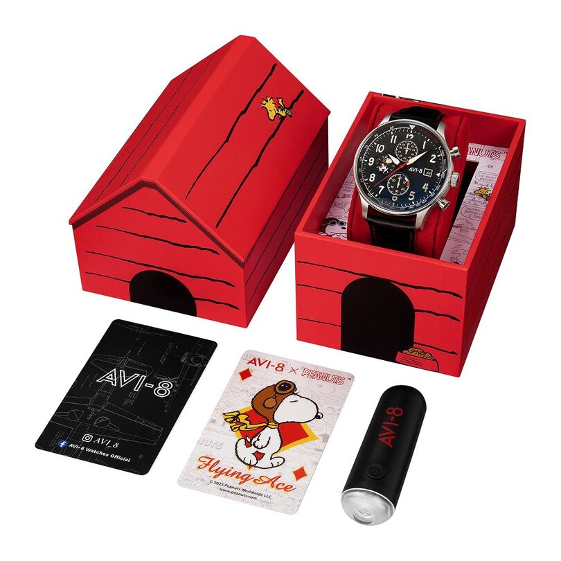 HAWKER HURRICANE CLASSIC CHRONOGRAPH PEANUTS SNOOPY FLYING ACE LIMITED EDITION AV-4132-01 (Seiko VD57 Mekanizmalı) Erkek Kol Saati - Thumbnail