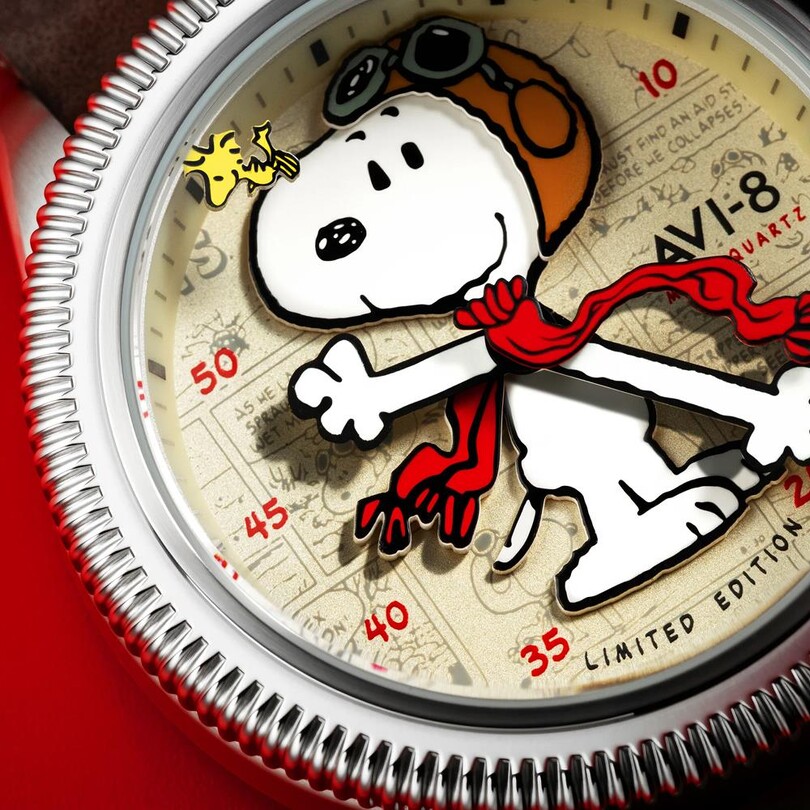 FLYBOY AIRMASTER 40 PEANUTS SNOOPY FLYING ACE LIMITED EDITION AV-4138-01 (Seiko VH31 Mekanizmalı) Erkek Kol Saati - Thumbnail