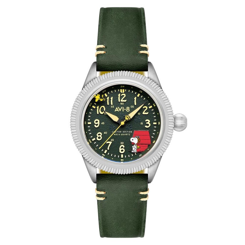 AVI-8 - FLYBOY AIRMASTER 40 PEANUTS SNOOPY FLYING ACE LIMITED EDITION AV-4139-01 (Seiko VH31 Mekanizmalı) Erkek Kol Saati