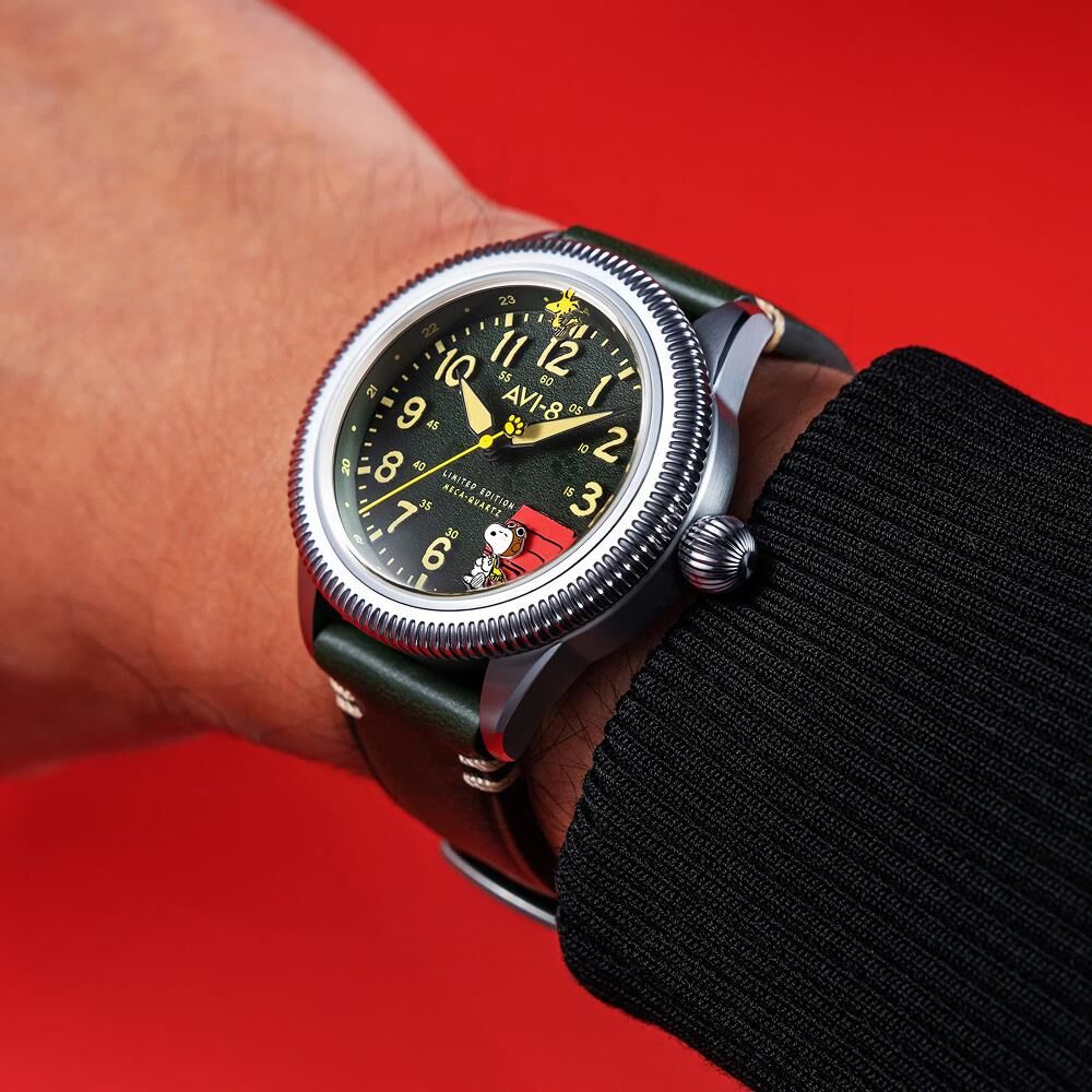 FLYBOY AIRMASTER 40 PEANUTS SNOOPY FLYING ACE LIMITED EDITION AV-4139-01 (Seiko VH31 Mekanizmalı) Erkek Kol Saati