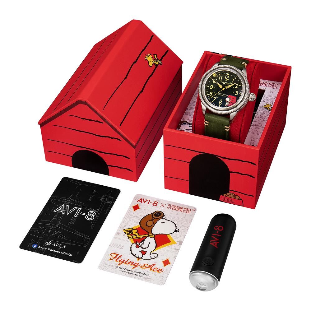 FLYBOY AIRMASTER 40 PEANUTS SNOOPY FLYING ACE LIMITED EDITION AV-4139-01 (Seiko VH31 Mekanizmalı) Erkek Kol Saati