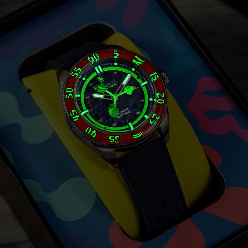 CROFT Mid-Size Skeleton Otomatik SP-5152-01 Spongebob Squarepants Limited Edition (Seiko NH70 Mekanizmalı) Erkek Kol Saati - Thumbnail