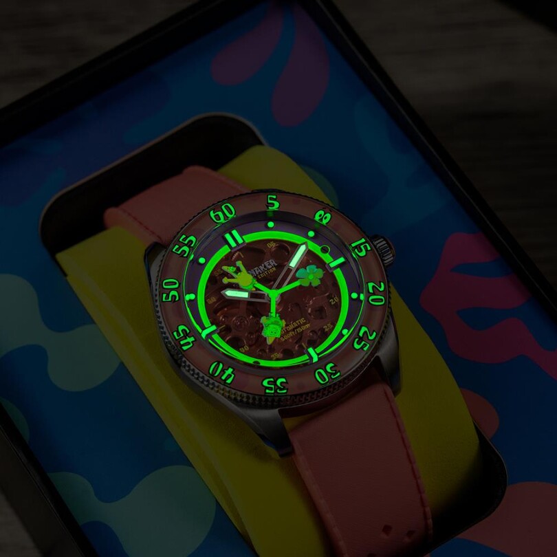 CROFT Mid-Size Skeleton Otomatik SP-5152-03 Spongebob Squarepants Limited Edition (Seiko NH70 Mekanizmalı) Erkek Kol Saati - Thumbnail