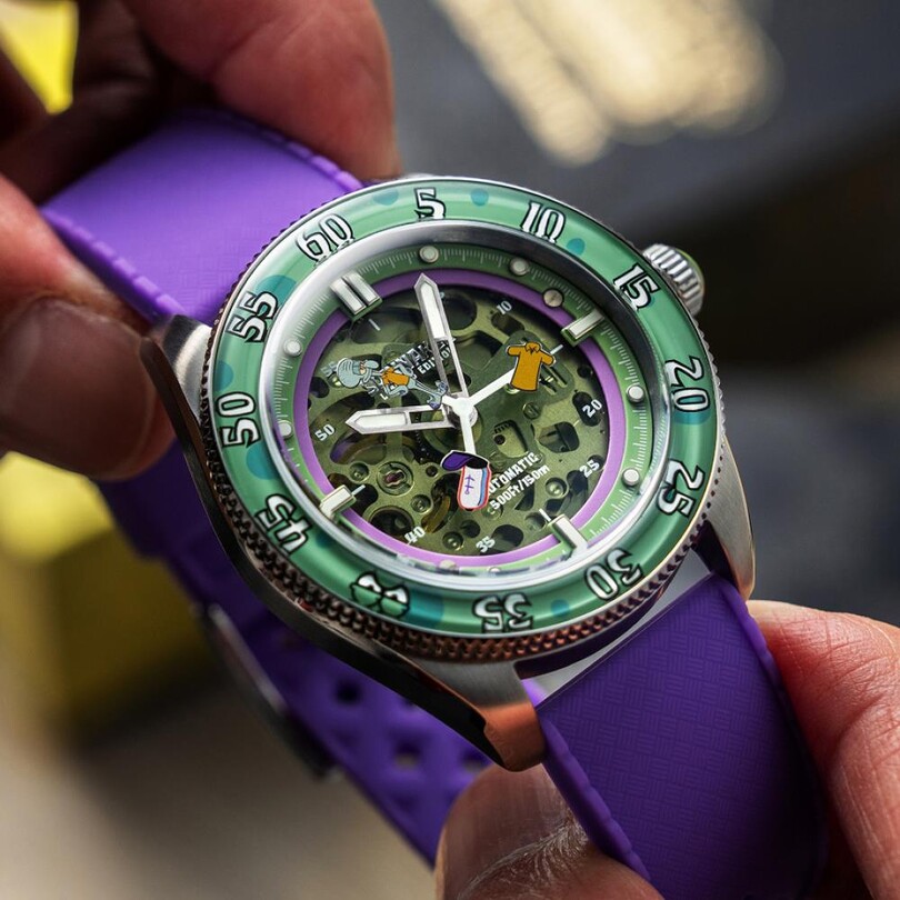 CROFT Mid-Size Skeleton Otomatik SP-5152-04 Spongebob Squarepants Limited Edition (Seiko NH70 Mekanizmalı) Erkek Kol Saati - Thumbnail